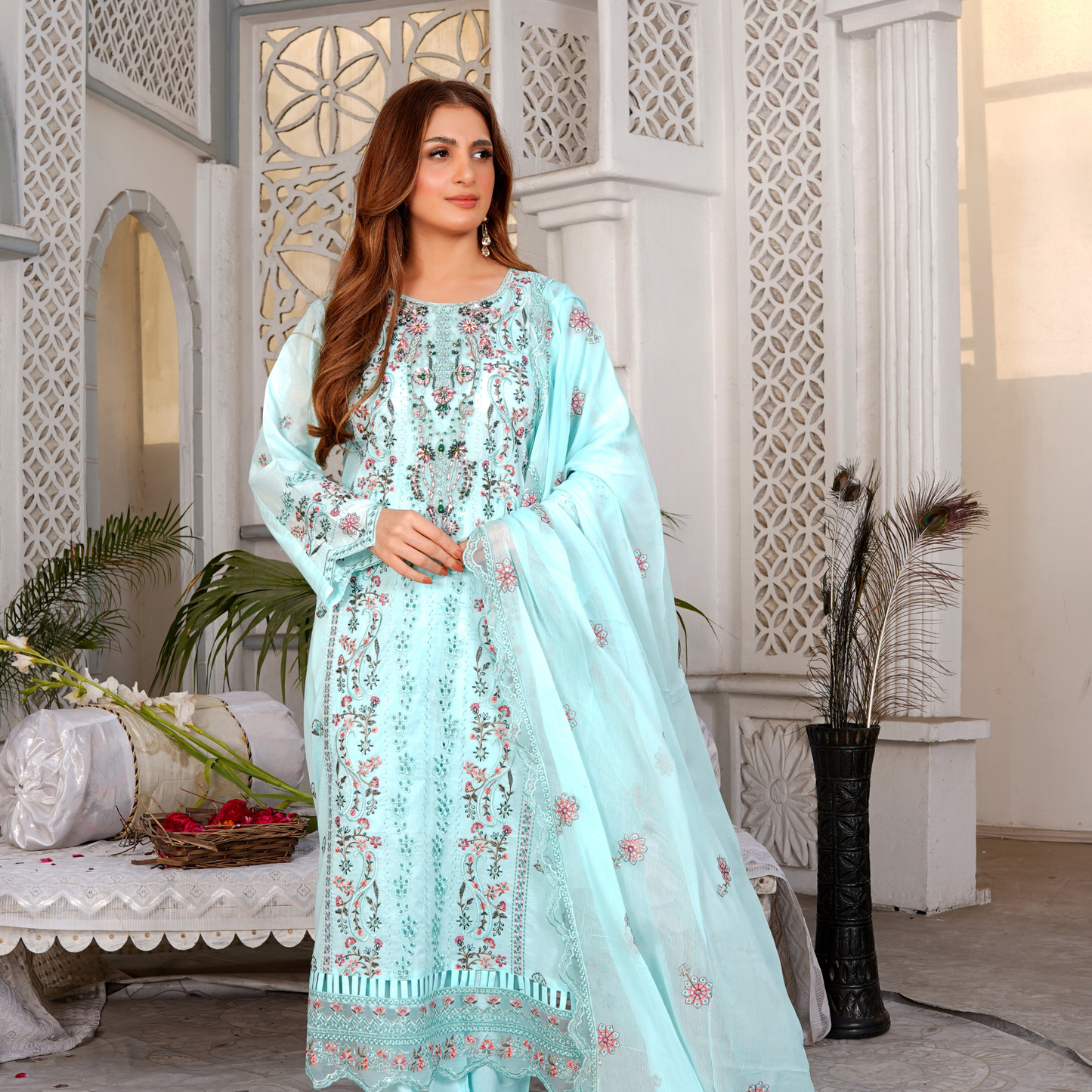 3 PIECE- EMBROIDERED LAWN SUIT (Unstitched)