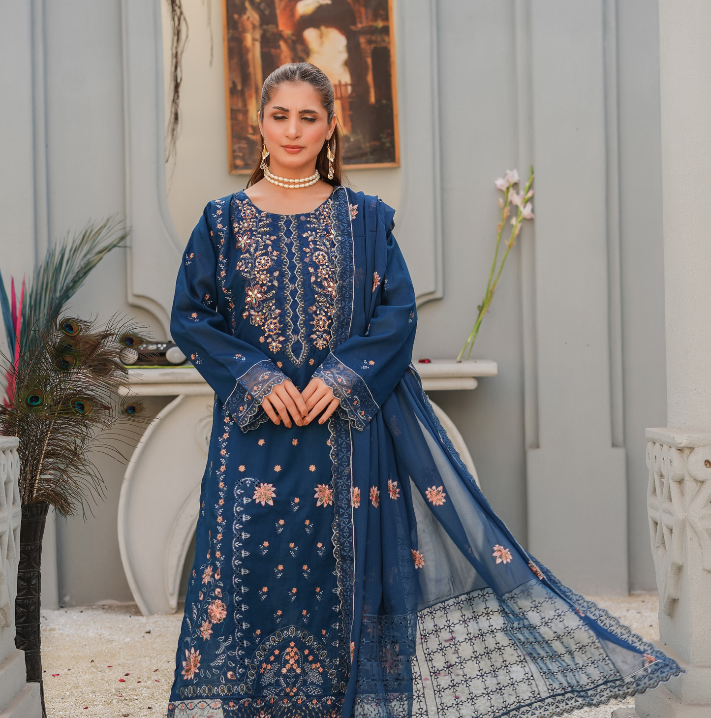 3 PIECE- EMBROIDERED LAWN SUIT (Unstitched)