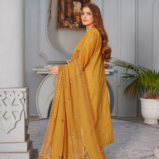 3 PIECE- EMBROIDERED LAWN SUIT (Unstitched)