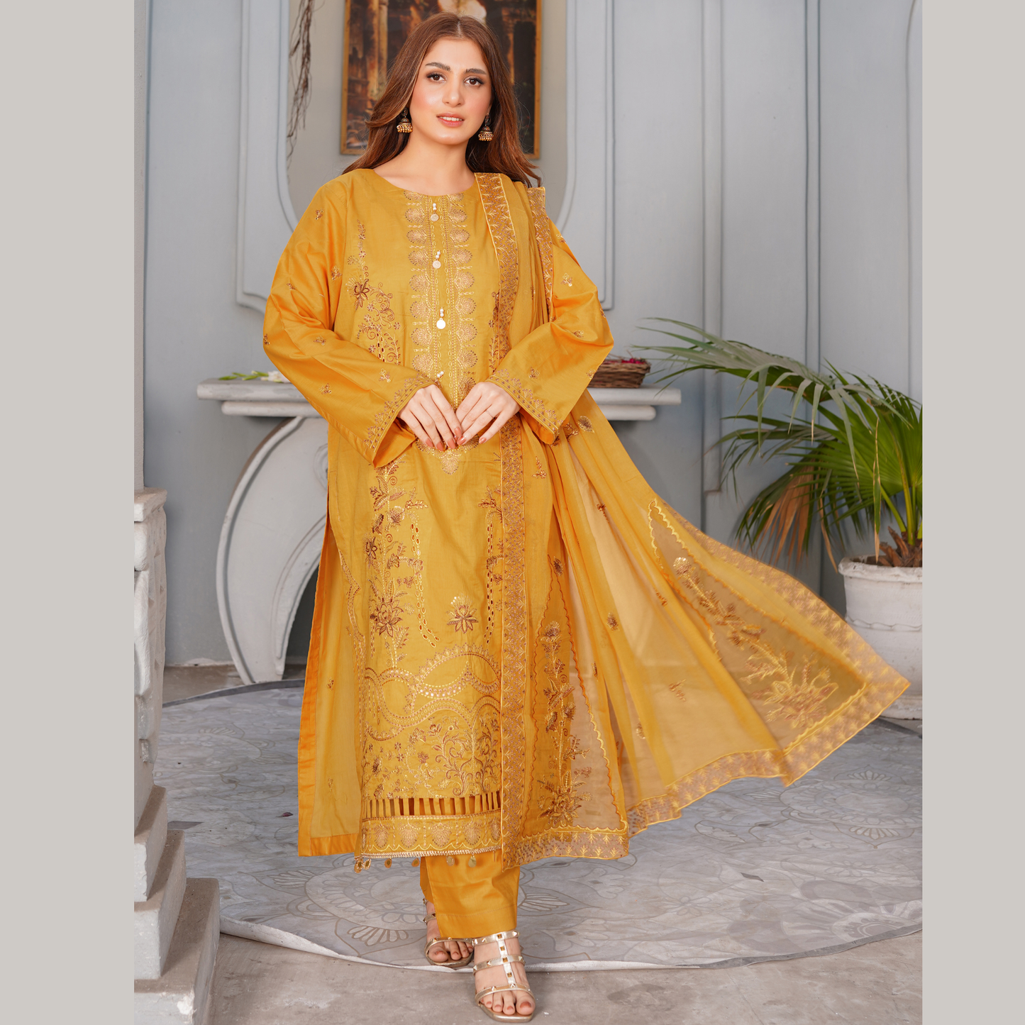3 PIECE- EMBROIDERED LAWN SUIT (Unstitched)