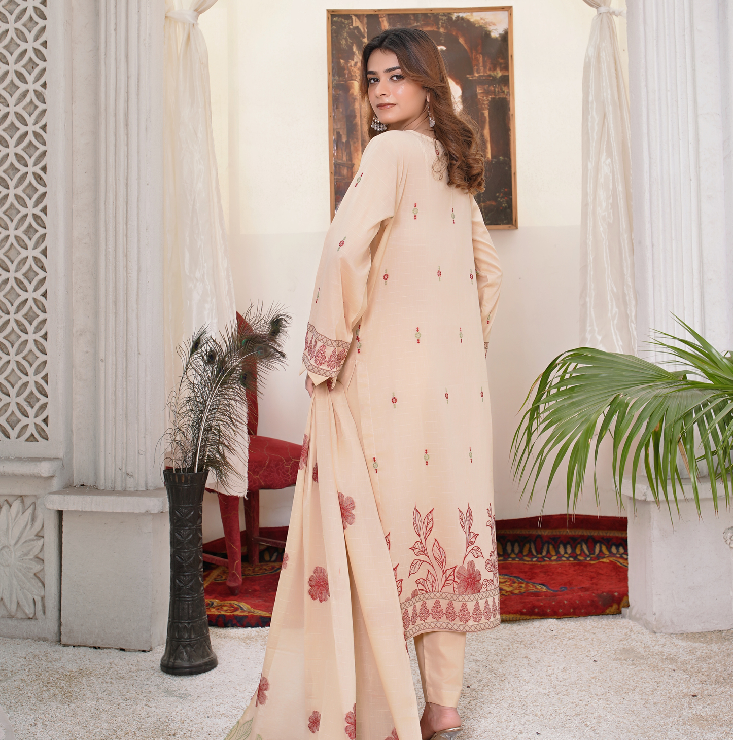 JACQUARD BROCHE AIRJET LAWN 3-PIECE SUIT (Unstitched)