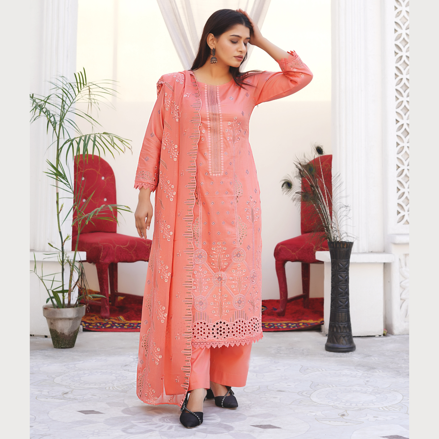 3 PIECE- EMBROIDERED LAWN SUIT (Unstitched)