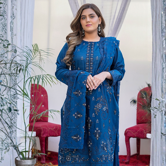 3 PIECE- EMBROIDERED LAWN SUIT (Unstitched