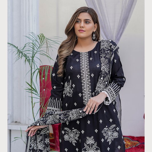 3 PIECE- EMBROIDERED LAWN SUIT (Unstitched)