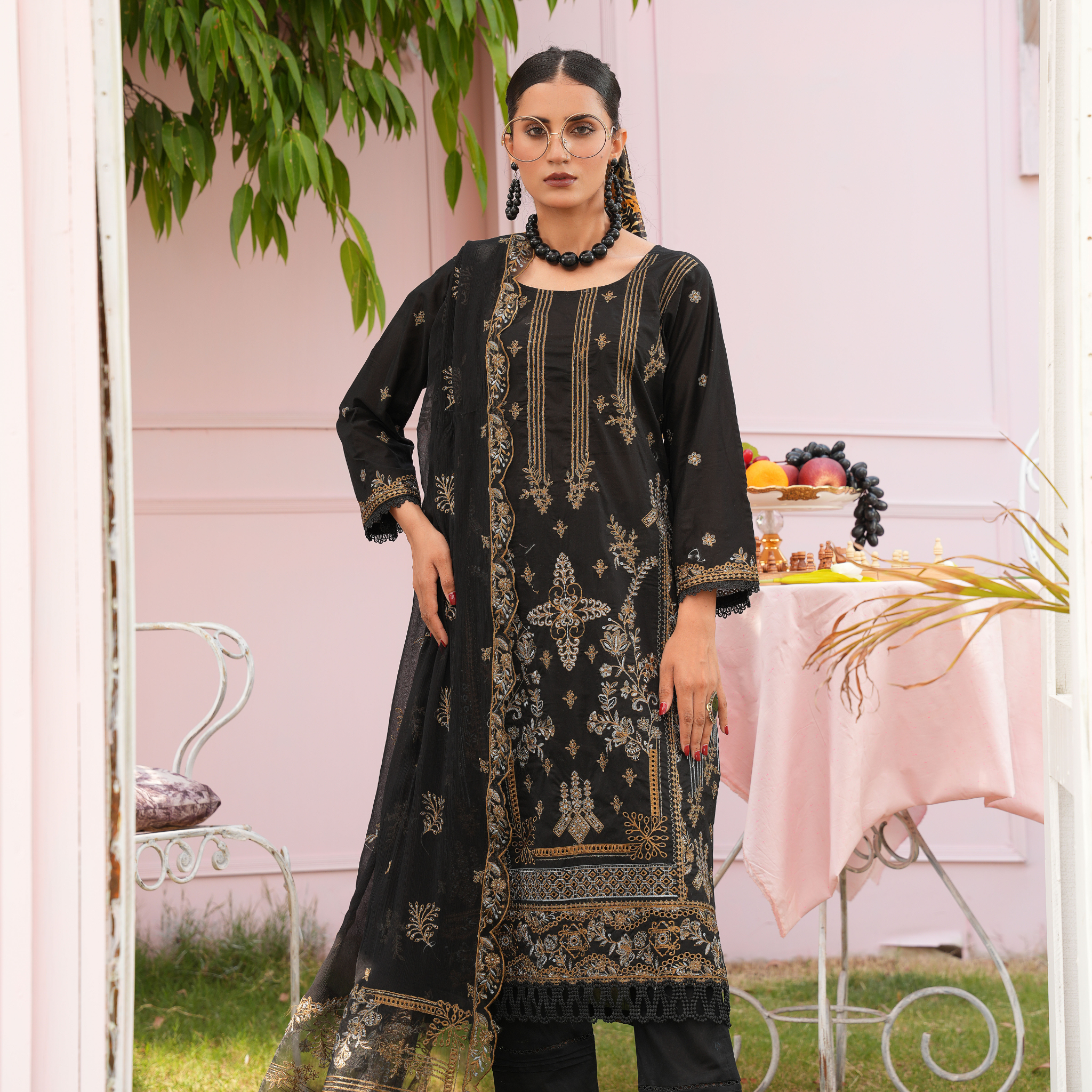 3PC Premium Embroidered Fine Lawn (Unstitched)