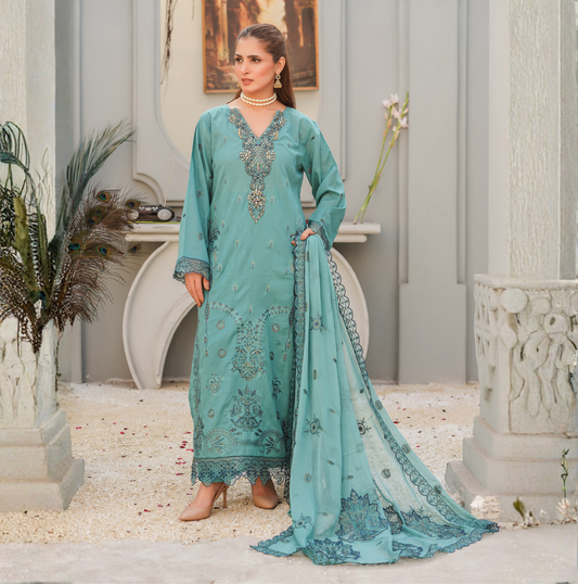3 PIECE- EMBROIDERED LAWN SUIT (Unstitched)