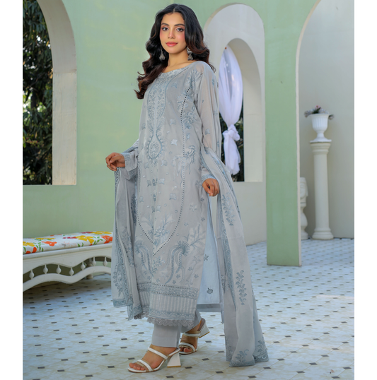 3 PIECE- EMBROIDERED LAWN SUIT (Unstitched)