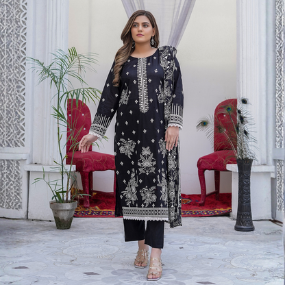 3 PIECE- EMBROIDERED LAWN SUIT (Unstitched)