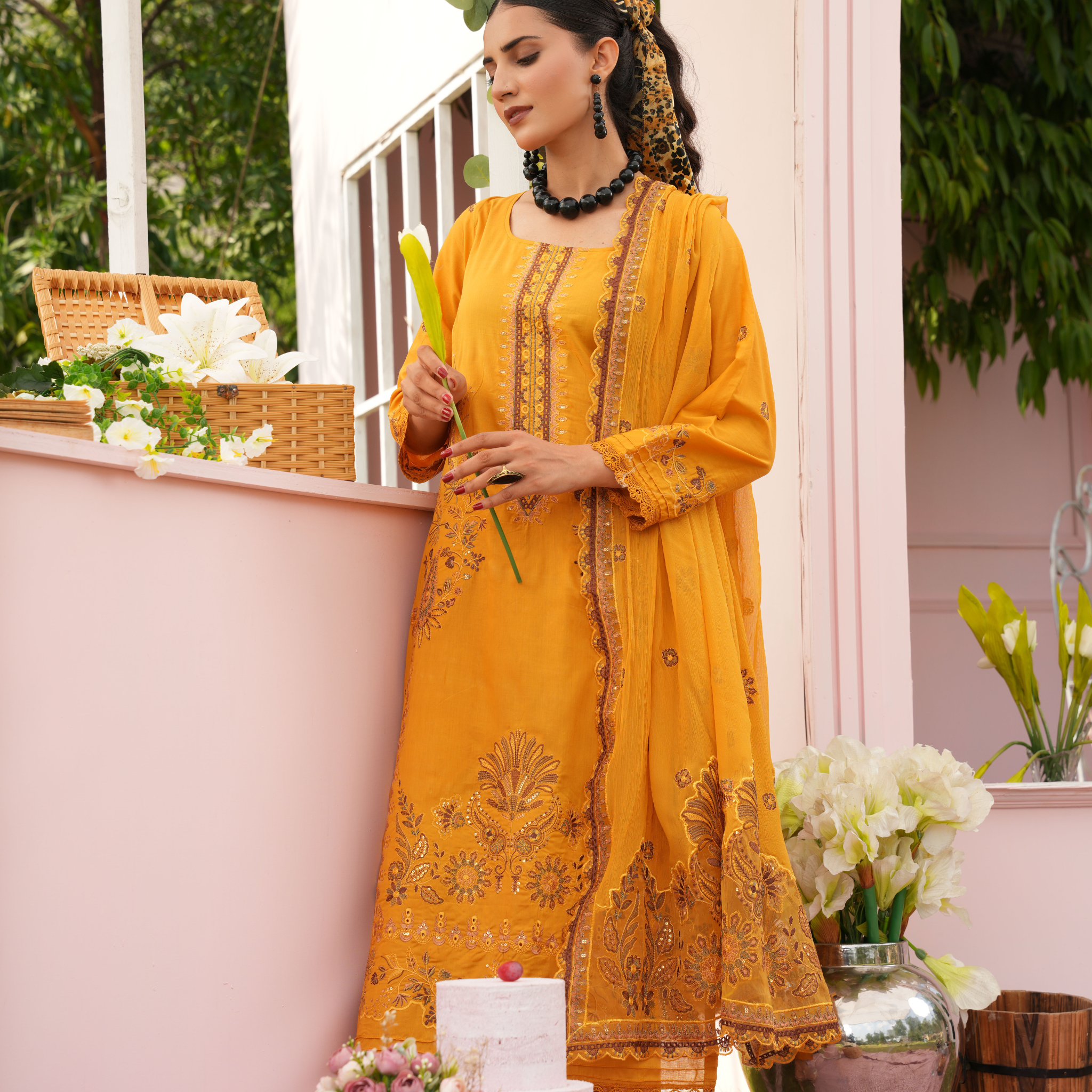 3PC Premium Embroidered Fine Lawn (Unstitched)