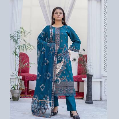 3 PIECE- EMBROIDERED LAWN SUIT (Unstitched)