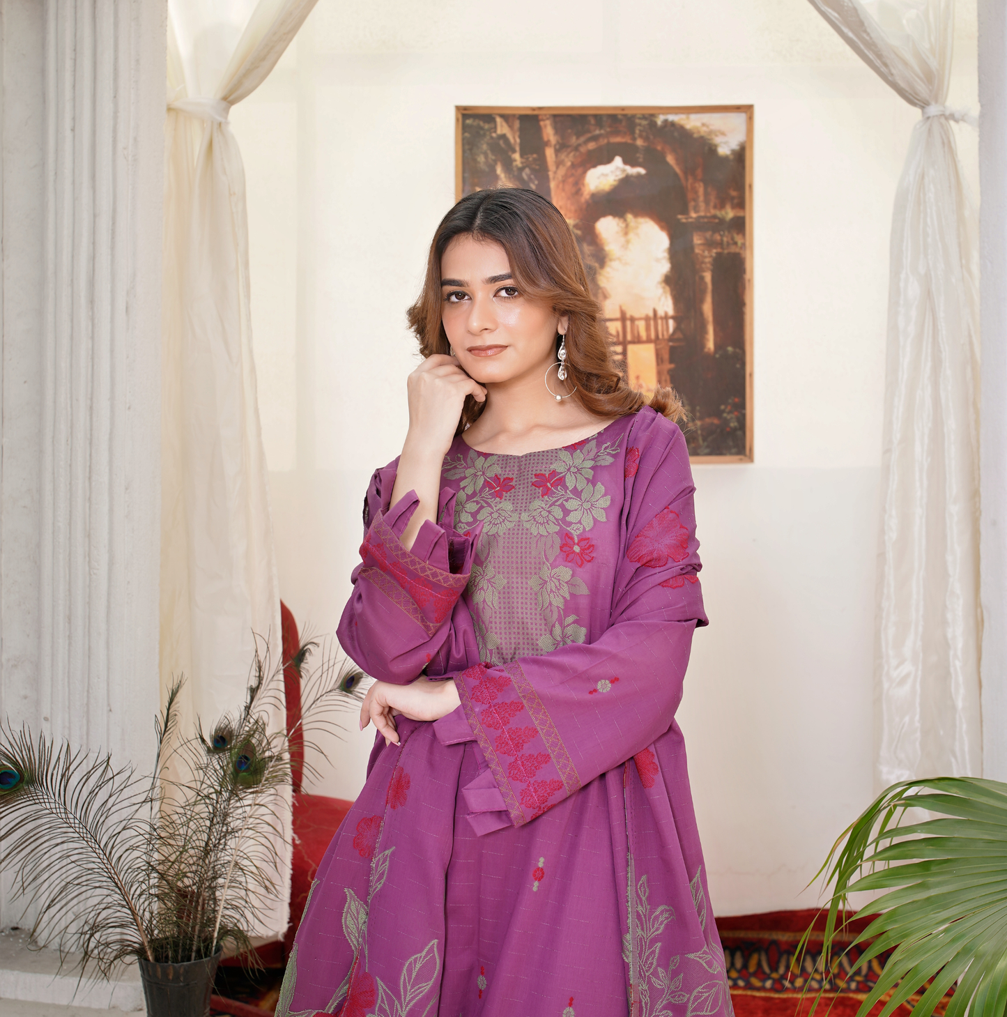 JACQUARD BROCHE AIRJET LAWN 3-PIECE SUIT(Unstitched)