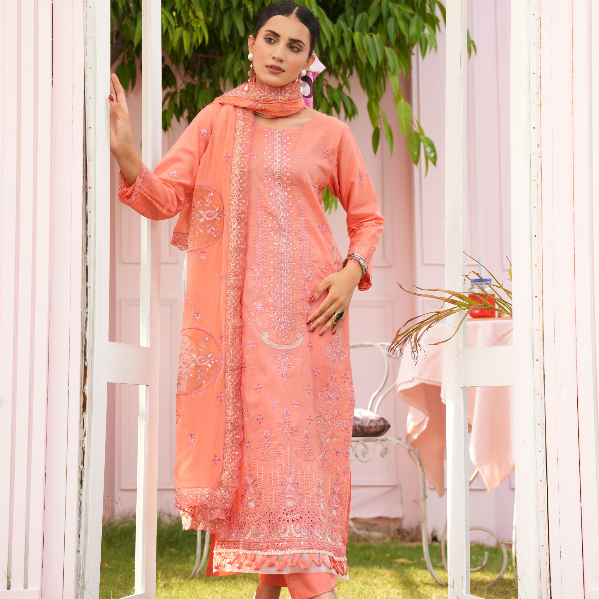 3PC Premium Embroidered Fine Lawn (Unstitched)