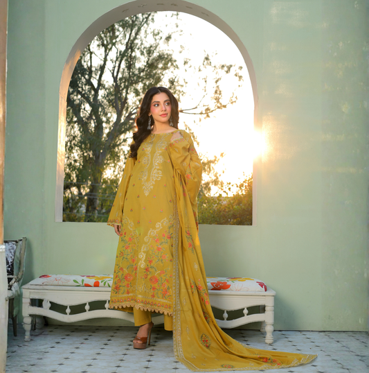 3 PIECE- EMBROIDERED LAWN SUIT (Unstitched)