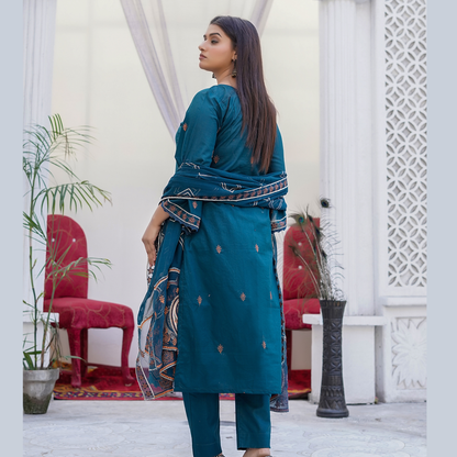 3 PIECE- EMBROIDERED LAWN SUIT (Unstitched)