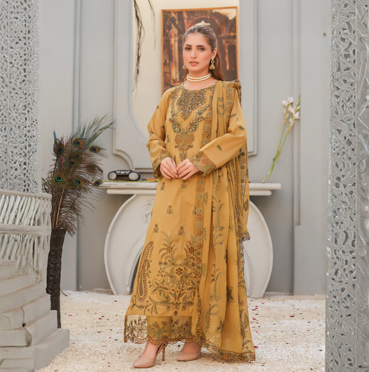 3 PIECE- EMBROIDERED LAWN SUIT (Unstitched)