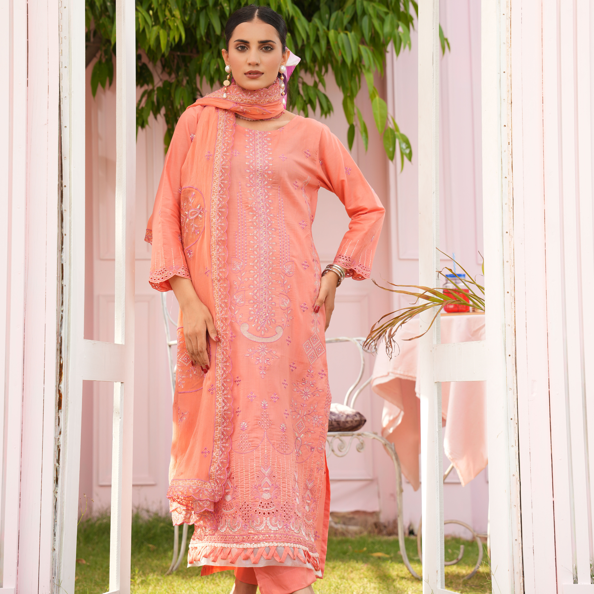 3PC Premium Embroidered Fine Lawn (Unstitched)