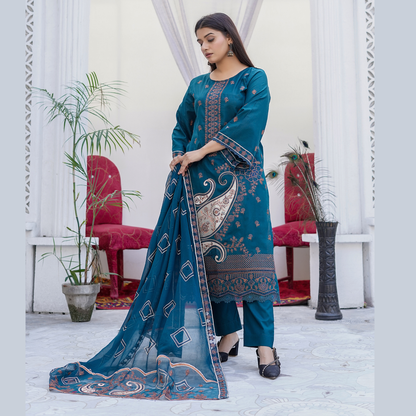 3 PIECE- EMBROIDERED LAWN SUIT (Unstitched)