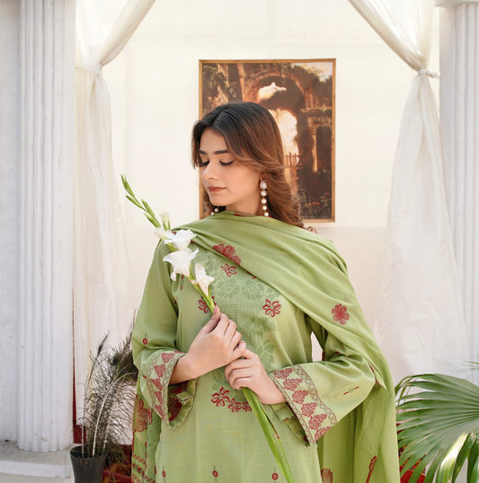 JACQUARD BROCHE AIRJET LAWN 3-PIECE SUIT (Unstitched)