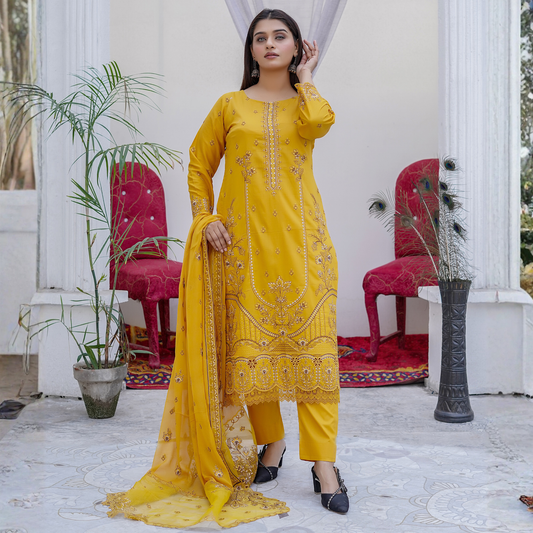 3 PIECE- EMBROIDERED LAWN SUIT (Unstitched)
