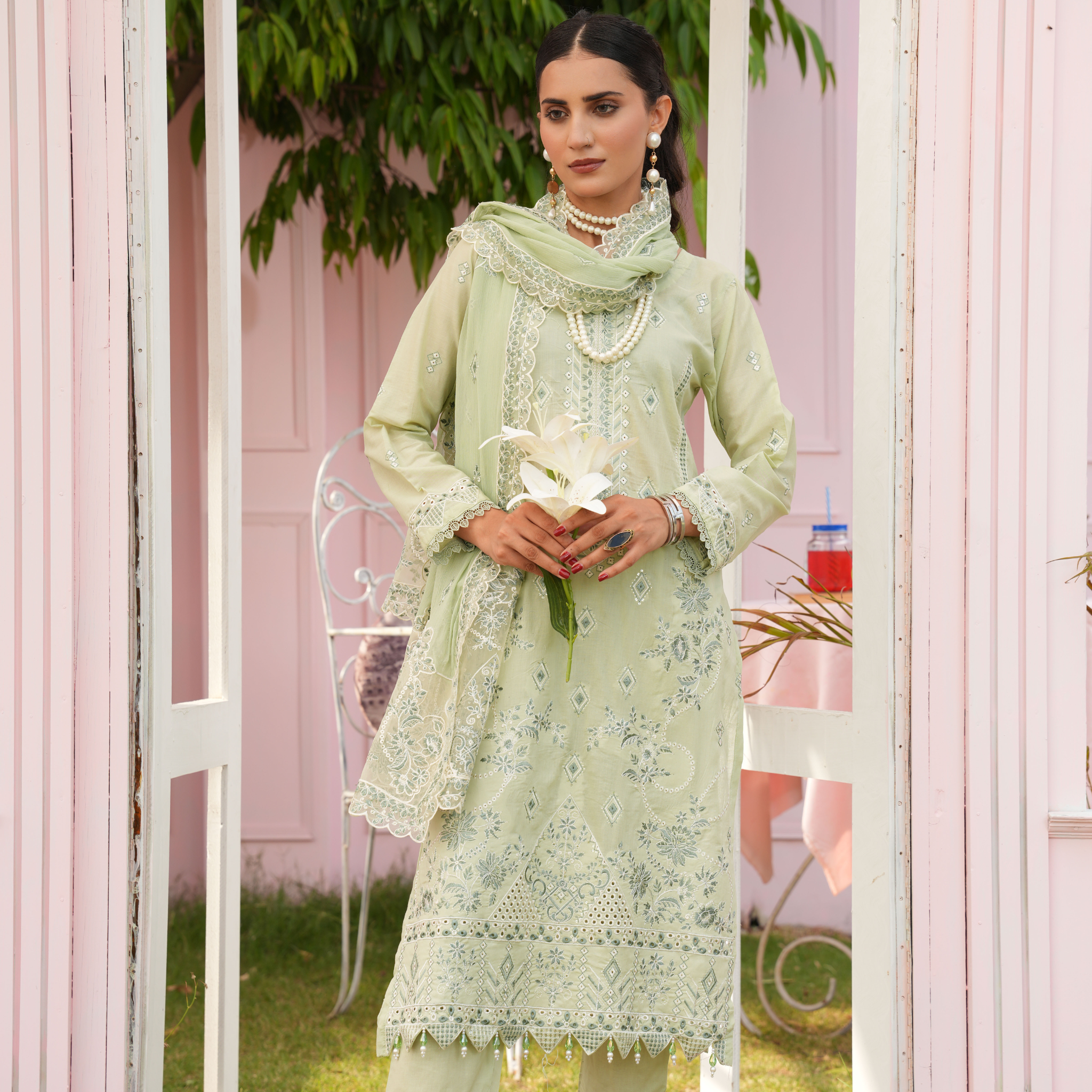 3PC Premium Embroidered Fine Lawn (Unstitched)
