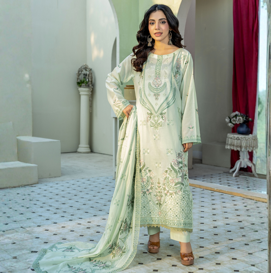 3 PIECE- EMBROIDERED LAWN SUIT (Unstitched)