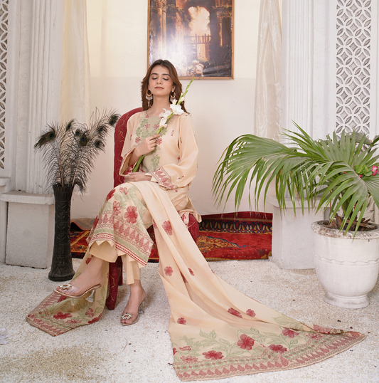JACQUARD BROCHE AIRJET LAWN 3-PIECE SUIT (Unstitched)
