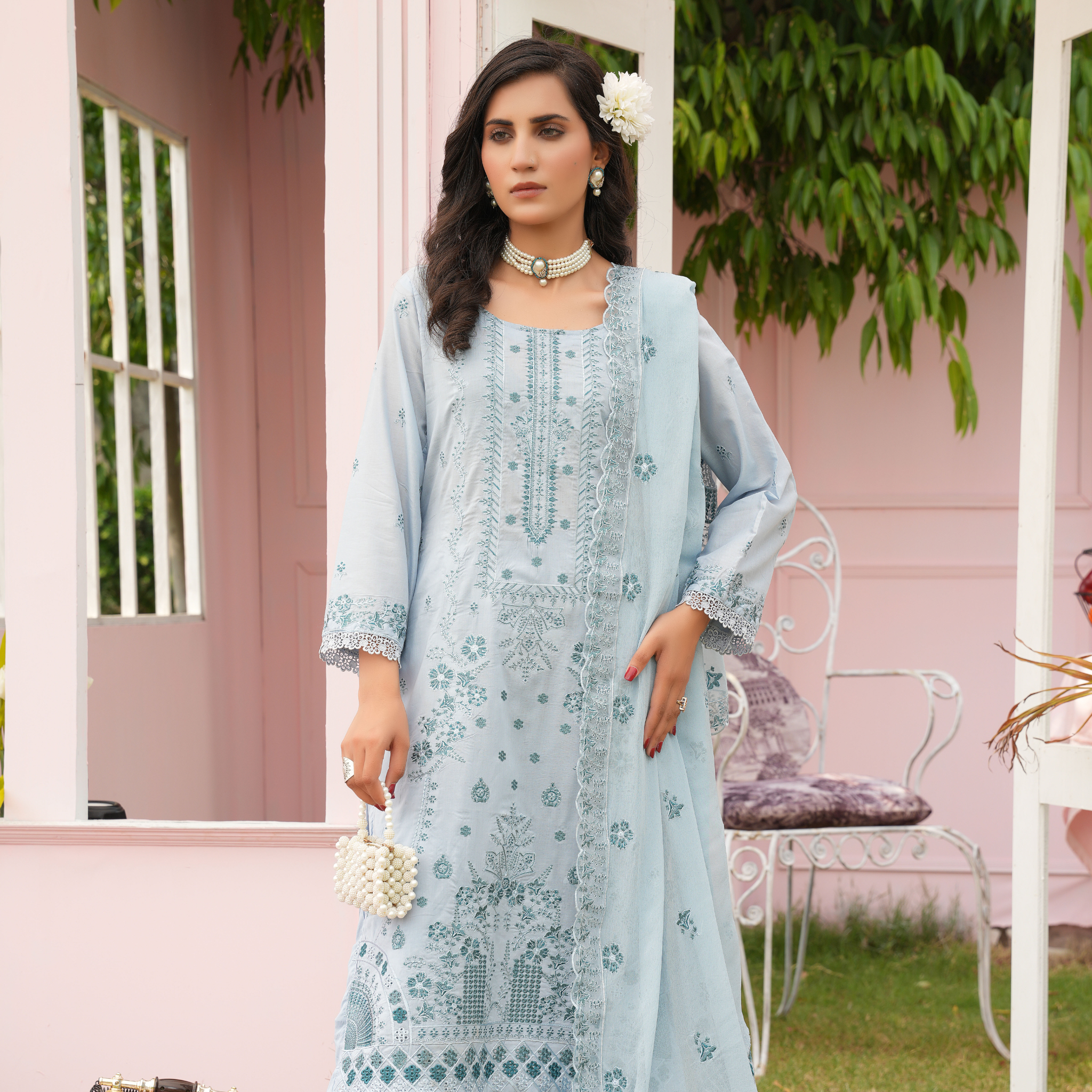 3PC Premium Embroidered Fine Lawn (Unstitched)