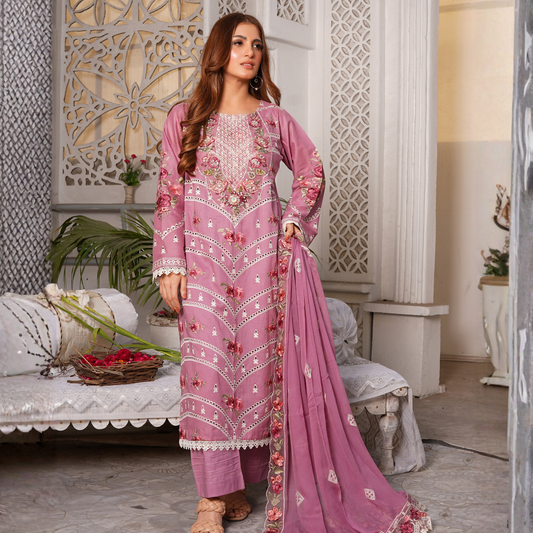 3 PIECE- EMBROIDERED LAWN SUIT (Unstitched)