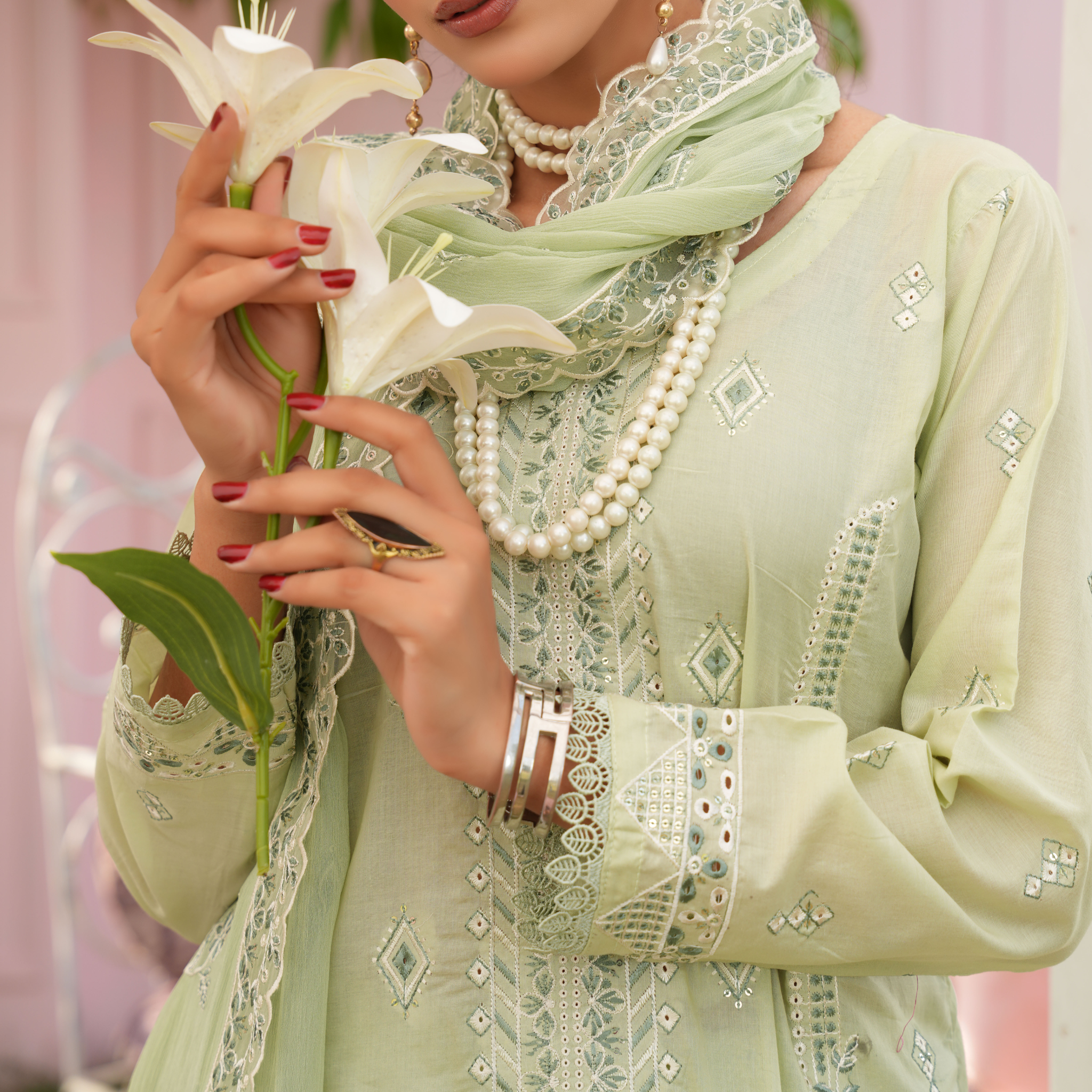 3PC Premium Embroidered Fine Lawn (Unstitched)