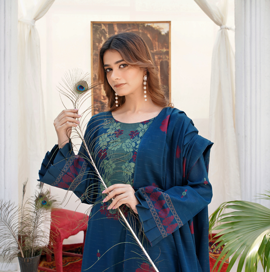 JACQUARD BROCHE AIRJET LAWN 3-PIECE SUIT(Unstitched)
