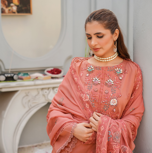 3 PIECE- EMBROIDERED LAWN SUIT (Unstitched)