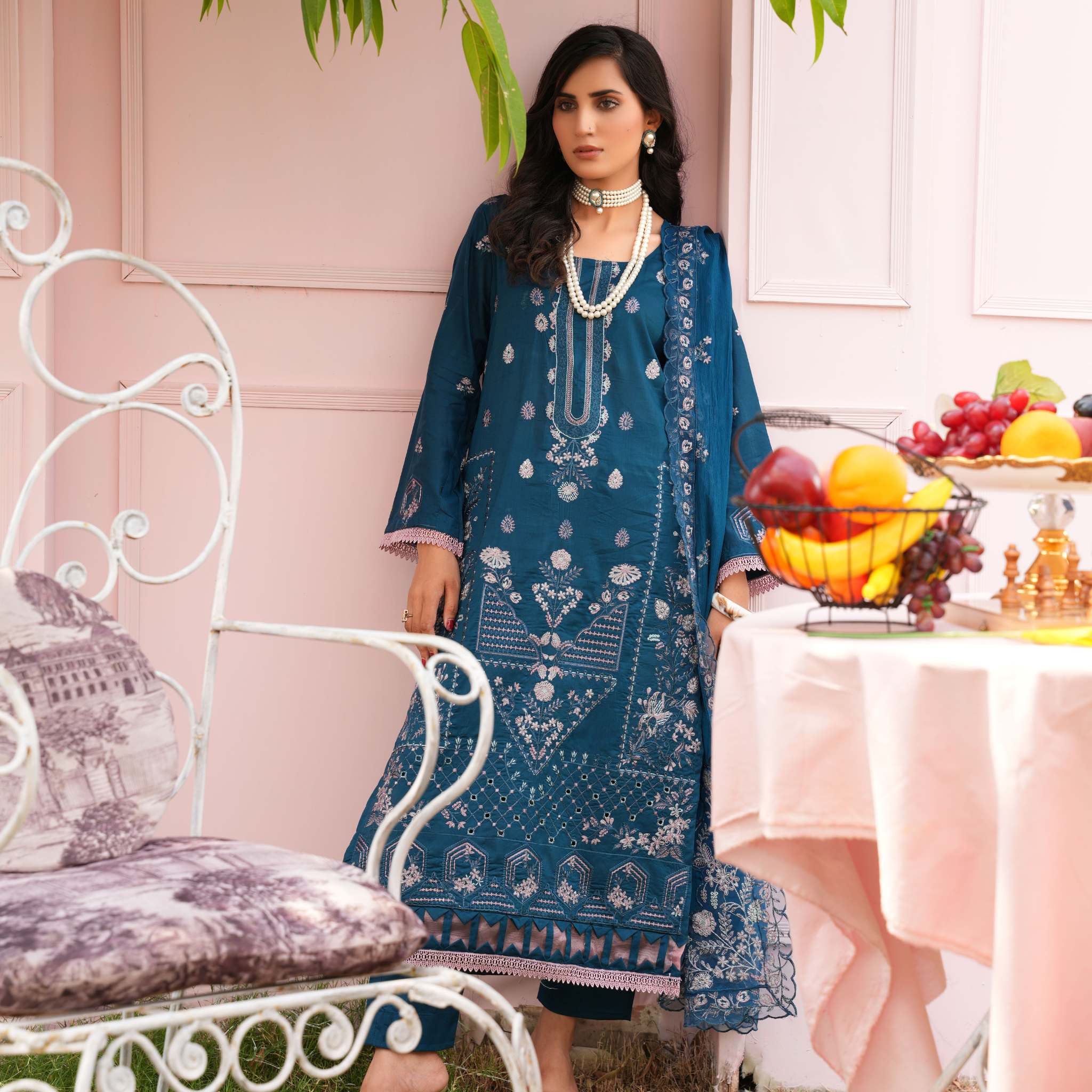 3PC Premium Embroidered Fine Lawn (Unstitched)