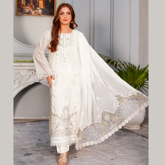 3 PIECE- EMBROIDERED LAWN SUIT (Unstitched)