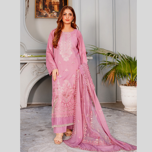 3 PIECE- EMBROIDERED LAWN SUIT (Unstitched)