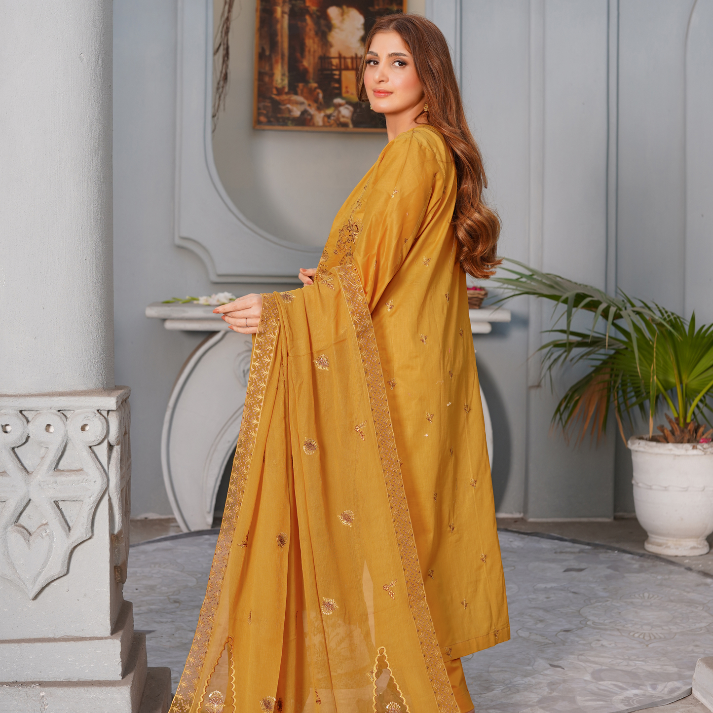 3 PIECE- EMBROIDERED LAWN SUIT (Unstitched)