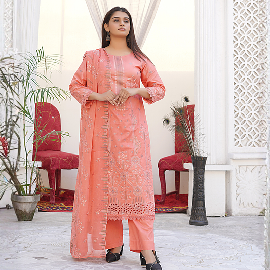 3 PIECE- EMBROIDERED LAWN SUIT (Unstitched)
