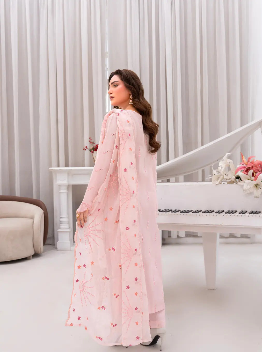 3PC Premium Embroidered Fine Lawn(Unstitched)