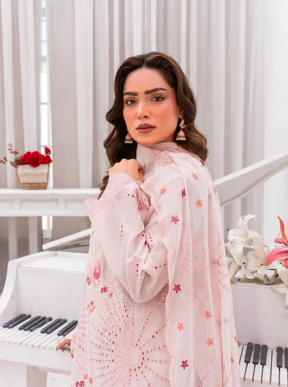 3PC Premium Embroidered Fine Lawn(Unstitched)