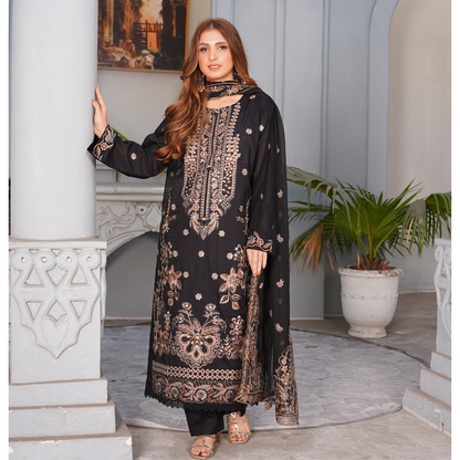 3 PIECE- EMBROIDERED LAWN SUIT (Unstitched)