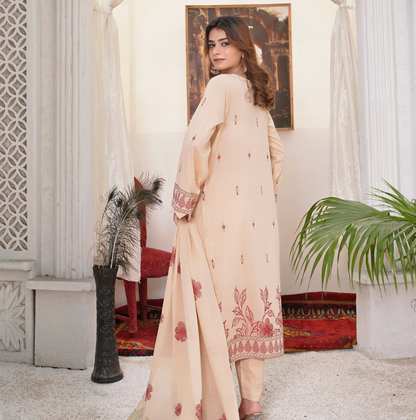JACQUARD BROCHE AIRJET LAWN 3-PIECE SUIT (Unstitched)