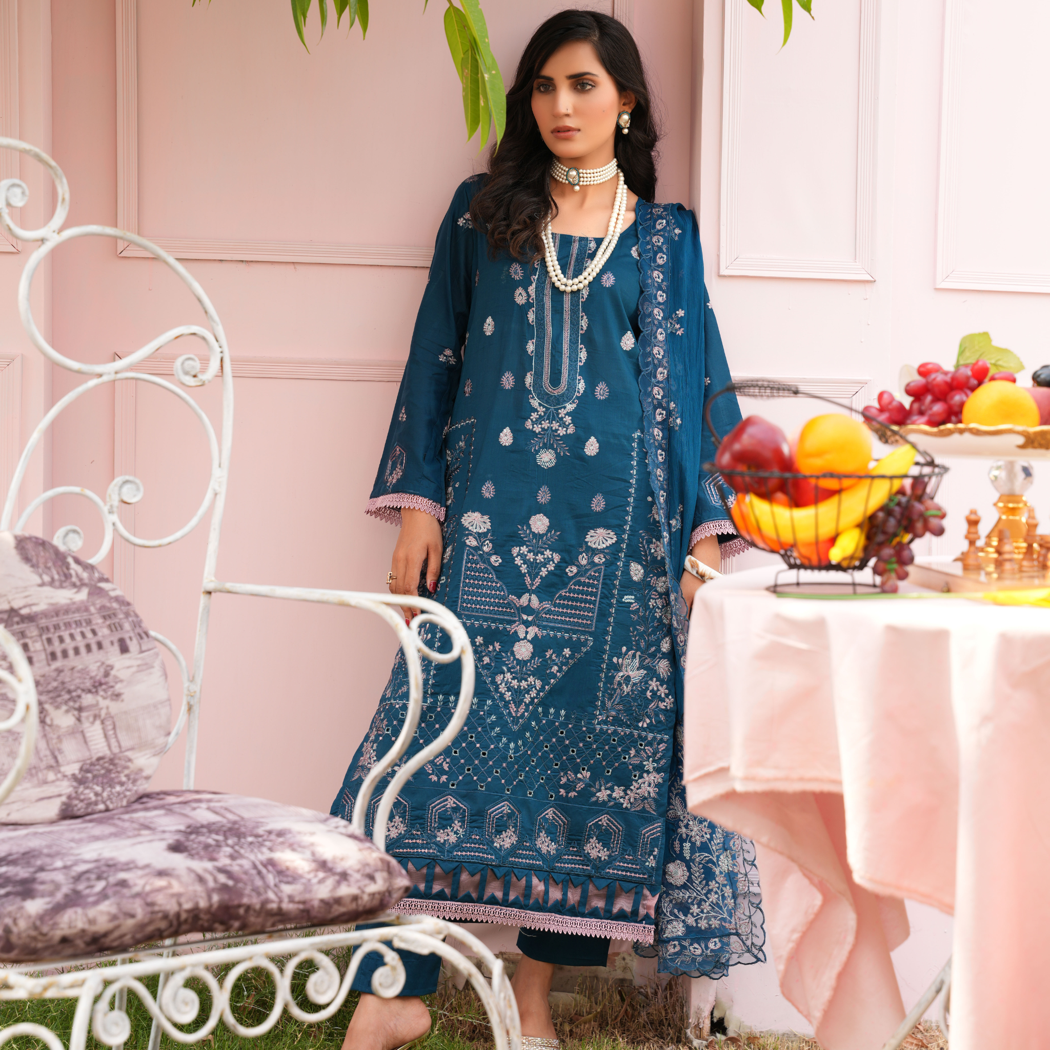 3PC Premium Embroidered Fine Lawn (Unstitched)
