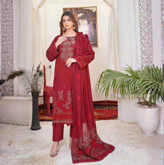 JACQUARD BROCHE AIRJET LAWN 3-PIECE SUIT (Unstitched)