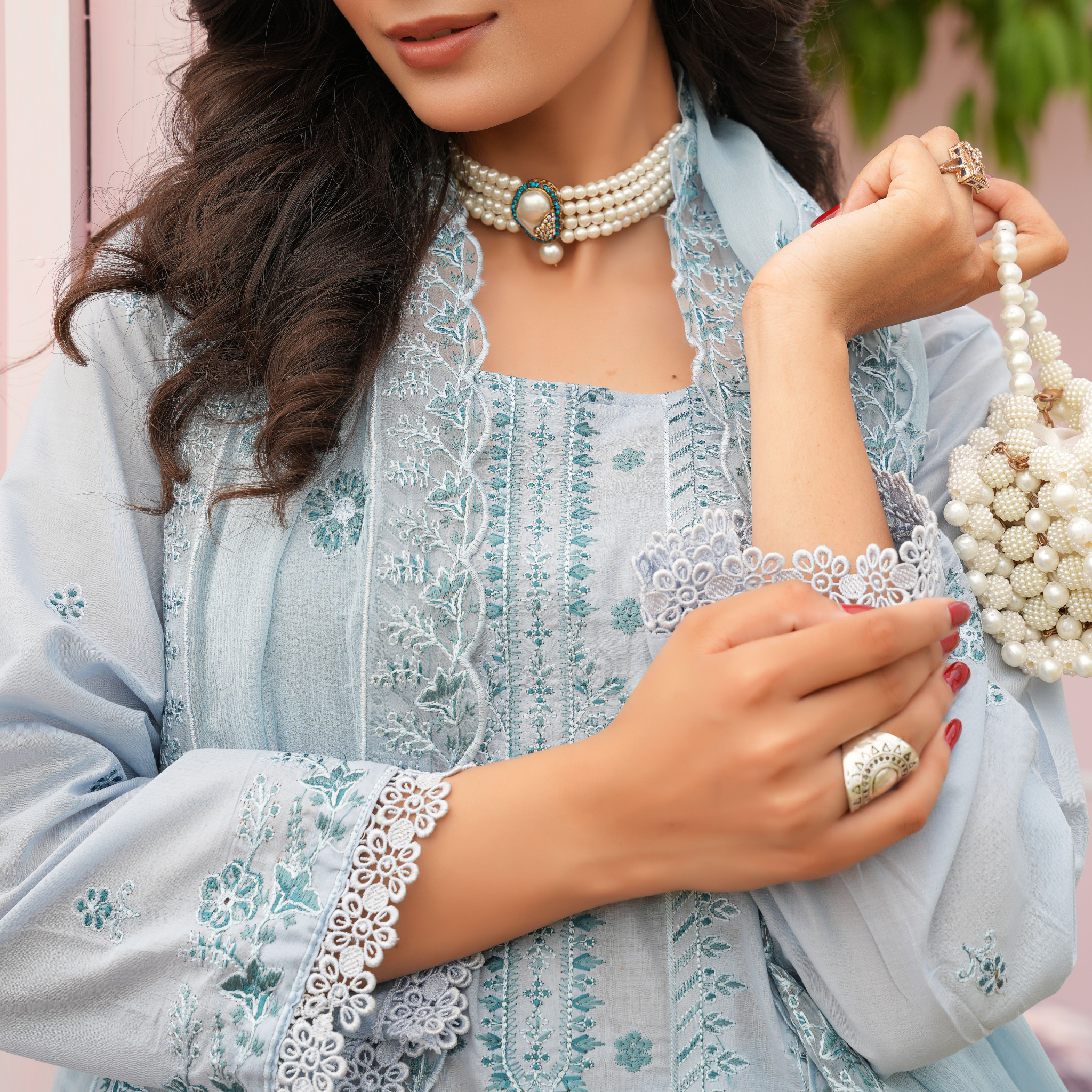 3PC Premium Embroidered Fine Lawn (Unstitched)