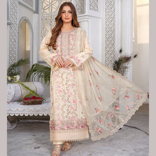 3 PIECE- EMBROIDERED LAWN SUIT (Unstitched )