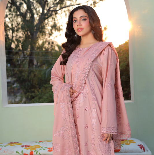 3 PIECE- EMBROIDERED LAWN SUIT (Unstitched)