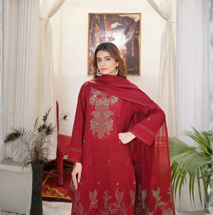 JACQUARD BROCHE AIRJET LAWN 3-PIECE SUIT (Unstitched)