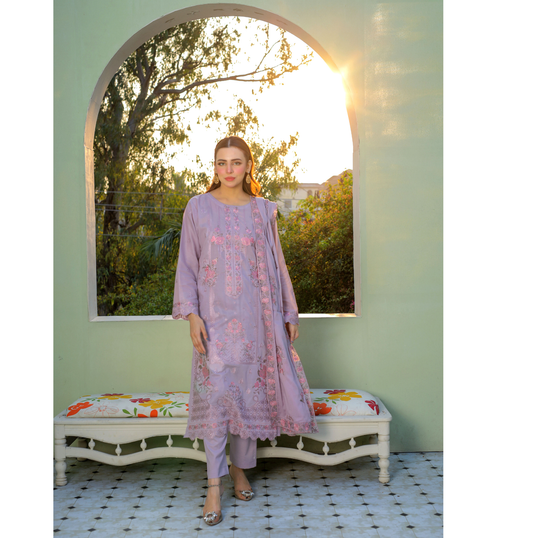 3 PIECE- EMBROIDERED LAWN SUIT (Unstitched)