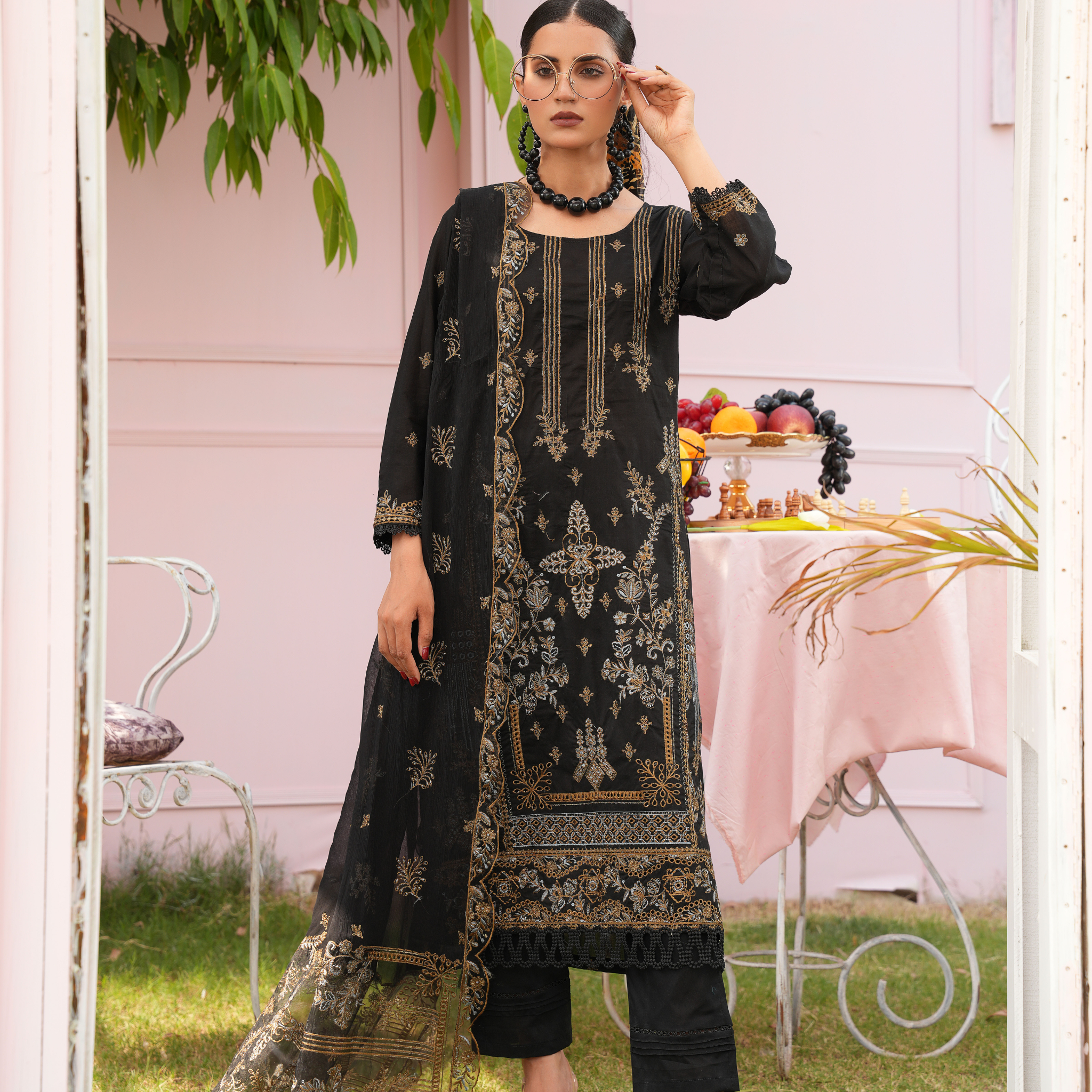 3PC Premium Embroidered Fine Lawn (Unstitched)