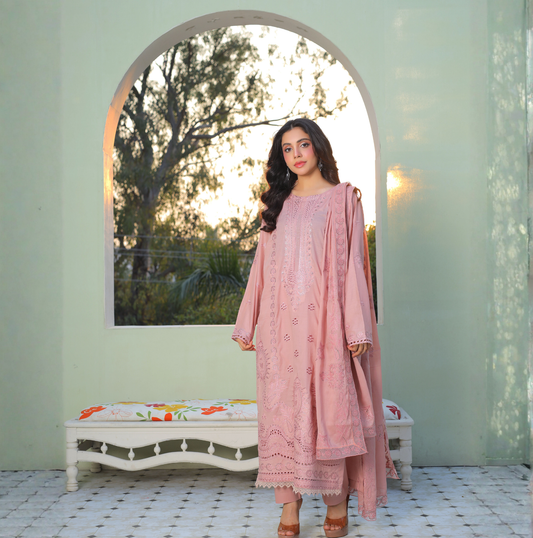 3 PIECE- EMBROIDERED LAWN SUIT (Unstitched)