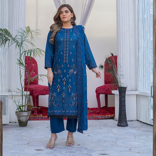 3 PIECE- EMBROIDERED LAWN SUIT (Unstitched
